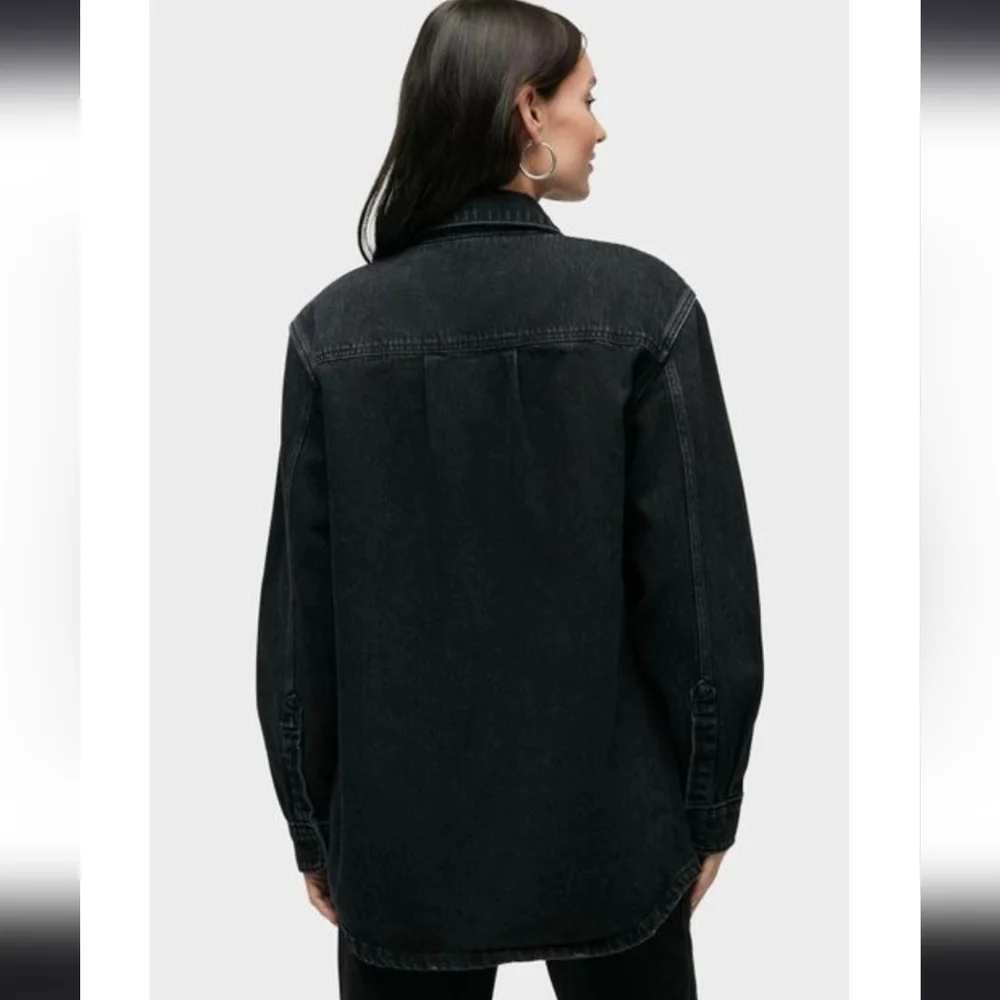 NWT Hudson Jeans Denim Jacket (Shacket)‎ Black Oversized XL - Picture 2 of 6